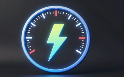 E-Wallet Speedometer mit Blitz-Symbol f&uuml;r sofortige &Uuml;berweisungen