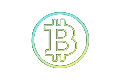 Bitcoin Kryptow&auml;hrungs-Logo mit neonblauer Umrandung