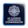 UK Gambling Commission Lizenzabzeichen mit holografischem Neon-Rahmen