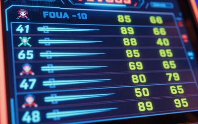 Arcade Slot-Turnier-Leaderboard mit Speed-Linien und neon Player-Avataren