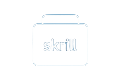 Skrill E-Wallet Logo mit neonblauer Umrandung