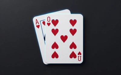 Poker-Hand Royal Flush in Herz mit elektrisch blauem Glanz als Spiele-Icon bei Casoola