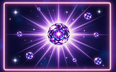Starburst XXXtreme Slot mit kosmischer Edelstein-Explosion in neonlila und blau auf dunklem Weltraum-Hintergrund
