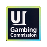 UK Gambling Commission Lizenzabzeichen mit holografischem Neon-Rahmen